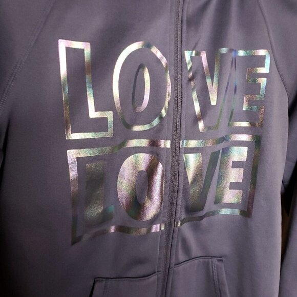 Xersion Girls Plus Full Zip Hooded Iridescent Love Sweatshirt 14 1/2 - Picture 4 of 5